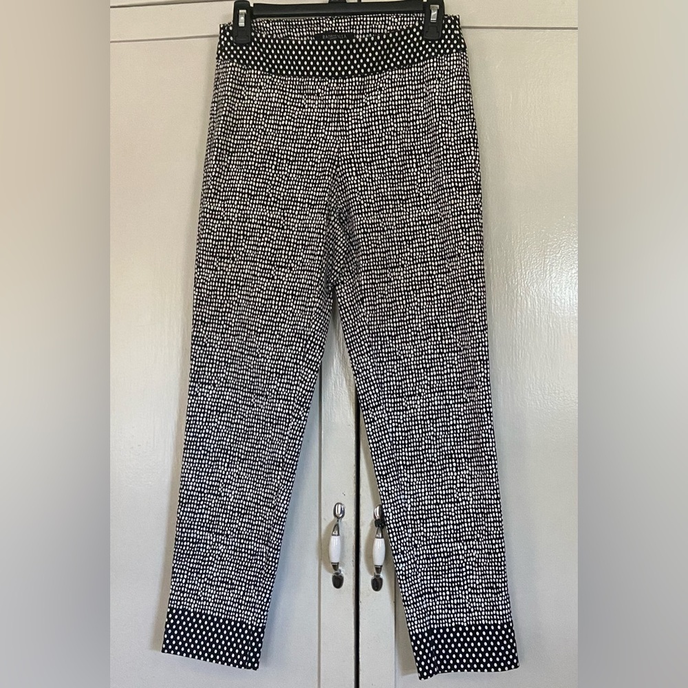 Raffinalla black white polka dots pull on crop stretch pants